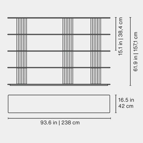Plec nagy polcrendszer – gyártói méretrajz