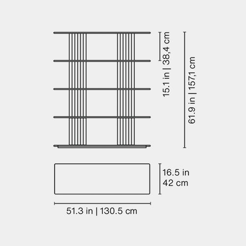 Plec XS polcrendszer – gyártói méretrajz