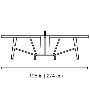 RS Folding – összecsukható pingpongasztal – gyártói méretrajz